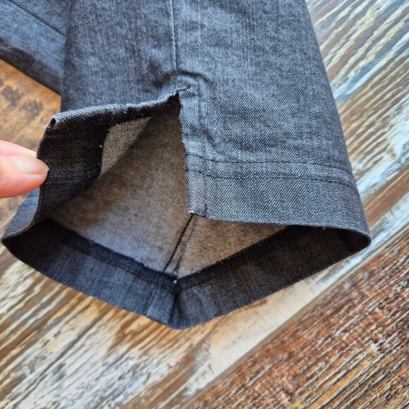 EILEEN FISHER Cotton Blend Black Chambray Tapered Ankle Pants Elastic-Waist Zip - Picture 4 of 10